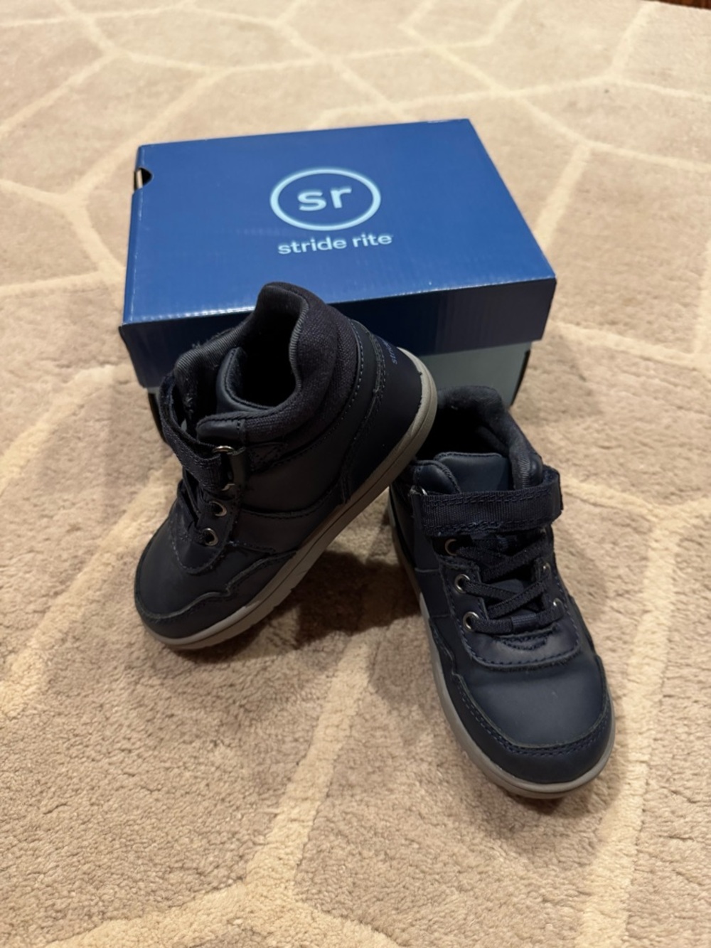 Stride Rite Navy Blue Kids High-Top Sneakers